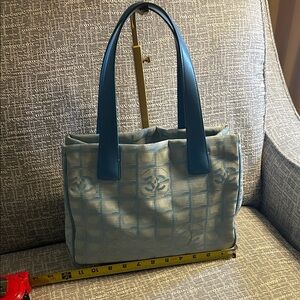 080. Chanel Light Blue Travel Tote Bag w/coa
